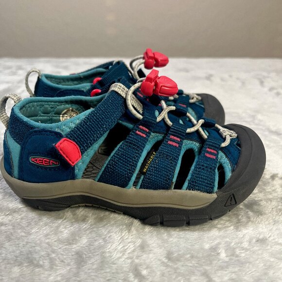 Keen Newport H2 Kids 11 Hiking Rugged Sandals Youth Blue Pink Waterproof - Picture 1 of 9